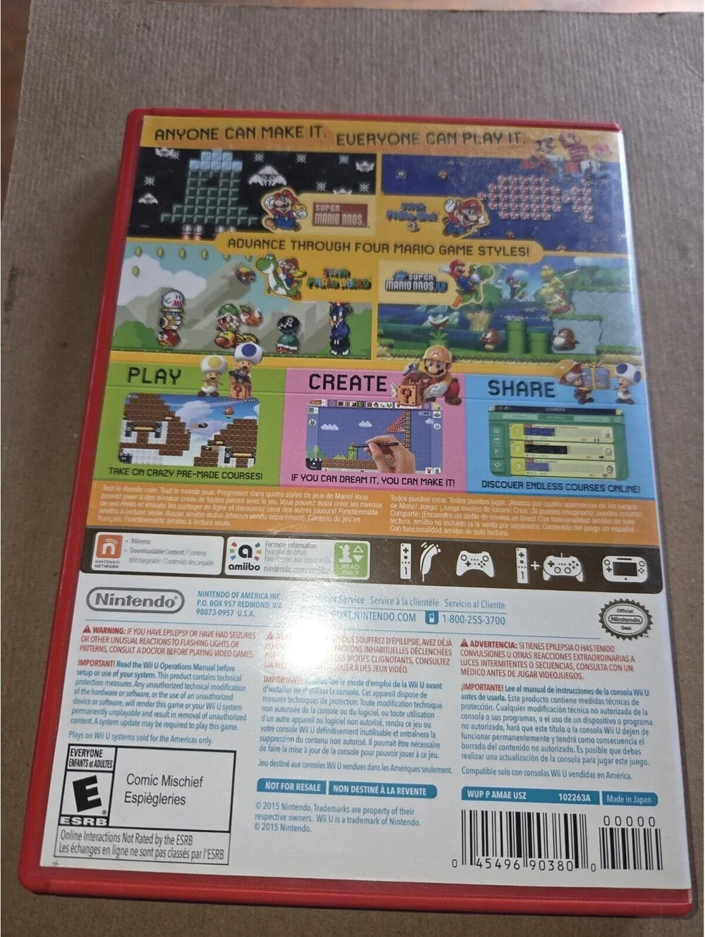 Super Mario Maker - Nintendo Wii U With Red Case ML431 A7